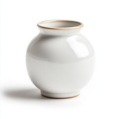 A simple white ceramic vase with a smooth surface, ideal for floral arrangements or as a decorative centerpiece.