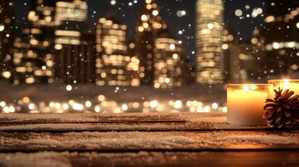 Candlelight City Skyline with Bokeh Effect at Night