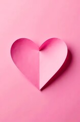 Fototapeta premium Heart shaped paper cutout on pink backdrop