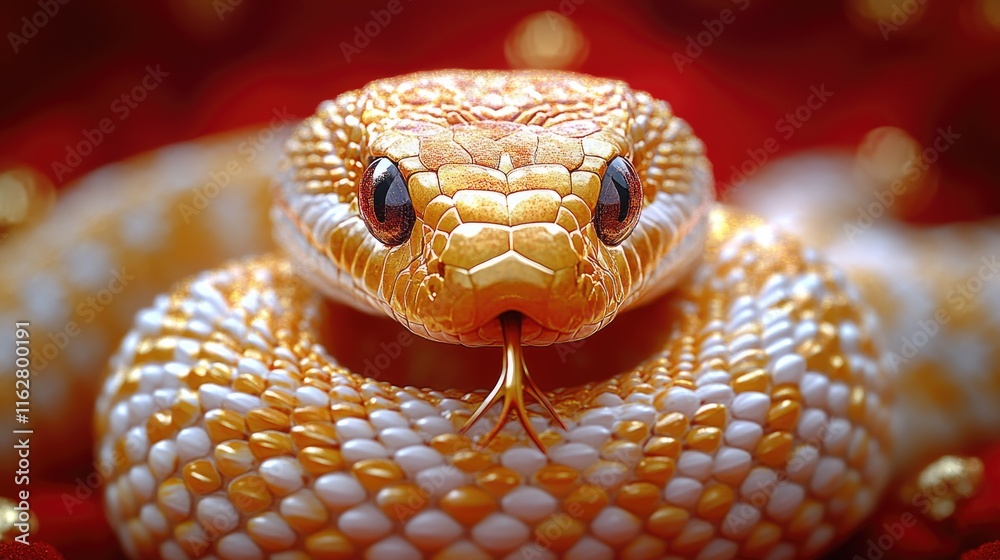 Aufkleber close-up shot of a snake on a red background