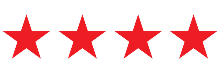 Four star rating. Product review flat icon for apps and websites.