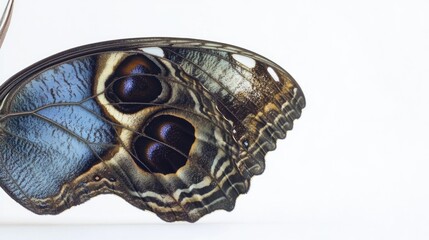A delicate butterfly perches on a white surface, its wings spread open