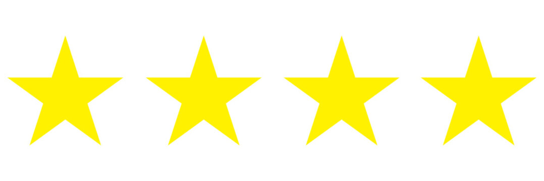 Four star rating. Product review flat icon for apps and websites.