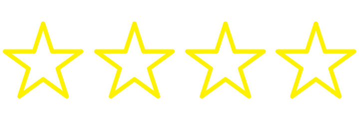 Four star rating. Product review flat icon for apps and websites.