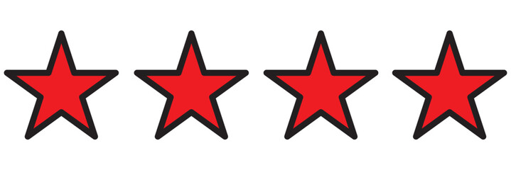 Four star rating. Product review flat icon for apps and websites.