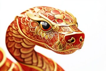 A detailed view of a serpent's head, often associated with ancient mythologies and symbolic meanings
