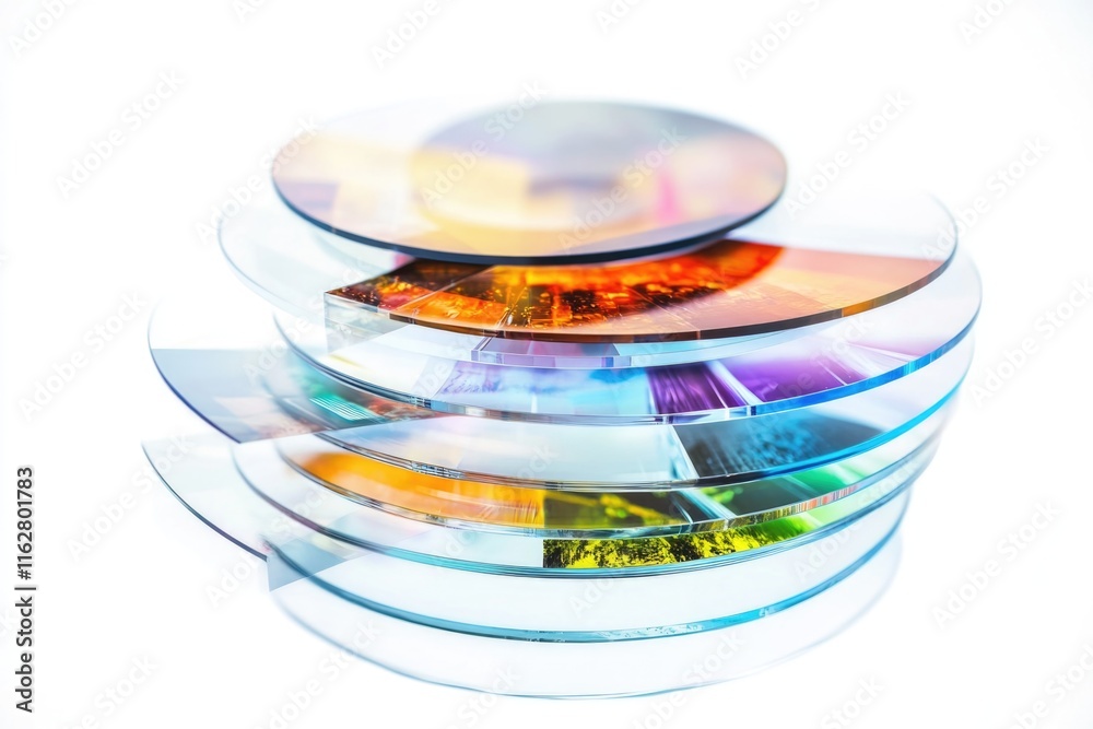 Poster a collection of cds stacked on top of each other