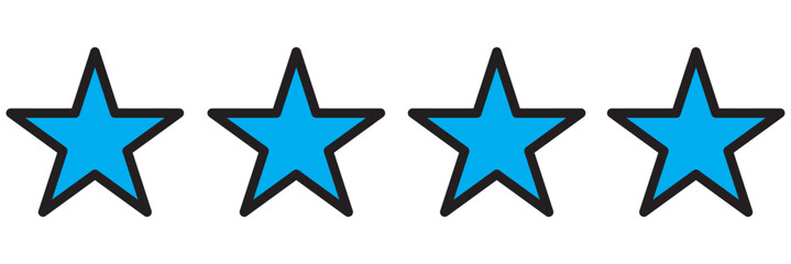 Four star rating. Product review flat icon for apps and websites.