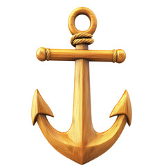 Wooden anchor with a rope tied to it.