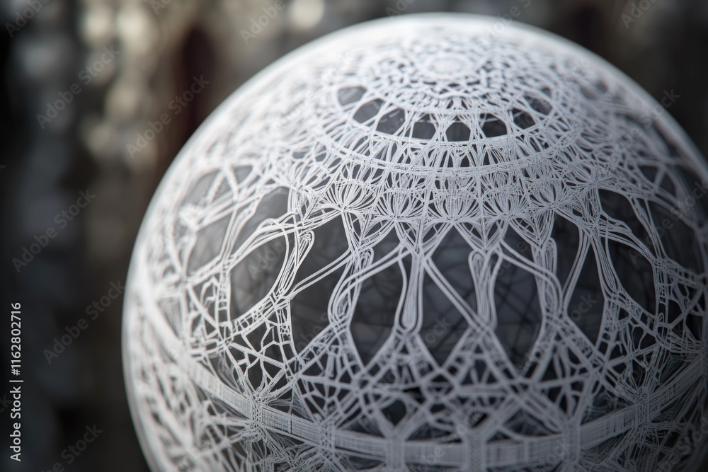 Poster A close-up shot of a ball featuring a unique pattern, ideal for use in designs and projects where texture and detail are important