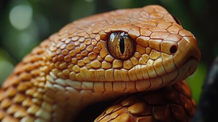 Fototapeta premium A close-up image of a snake's head with a blurry background