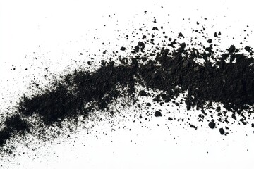 Fototapeta premium Dark Soil Particles on a White Background