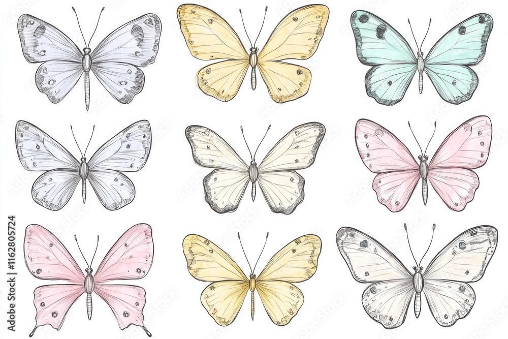 Poster a cluster of colorful butterflies in flight
