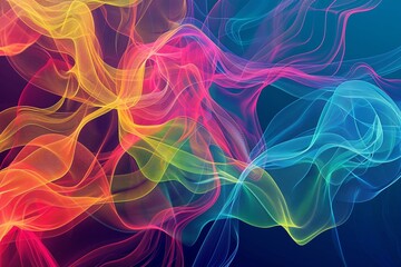 Obraz premium Vibrant, colorful abstract art. Swirling hues of pink, teal, yellow, and orange create a dynamic visual experience.