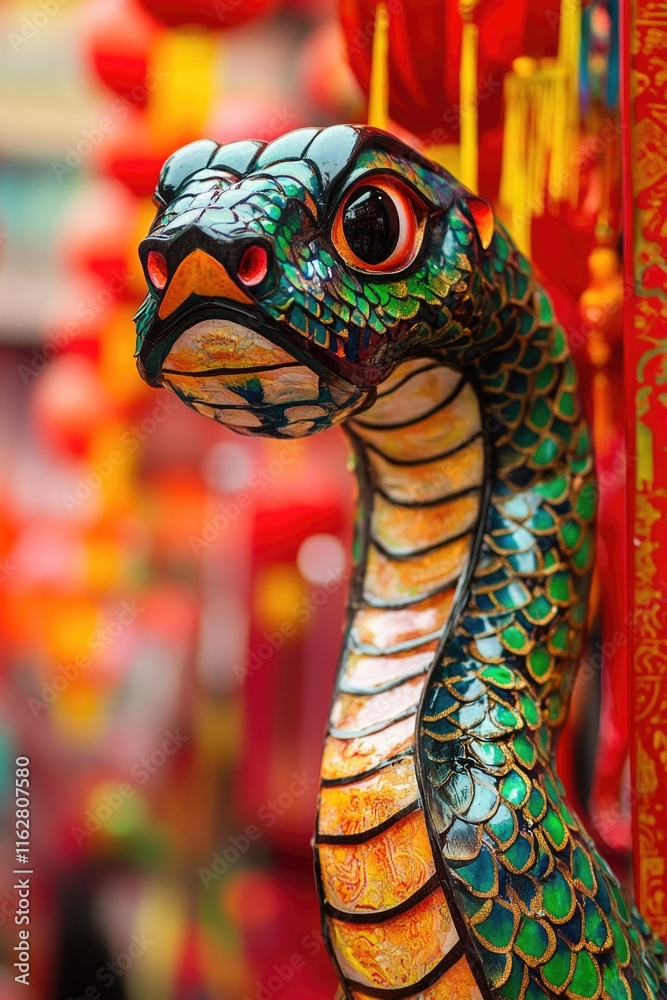 Aufkleber a detailed view of a serpent-shaped statue, ideal for use in educational or decorative contexts