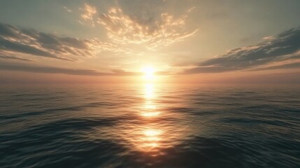 Fototapeta premium Serene Seascape at Sunset with Reflective Surfaces