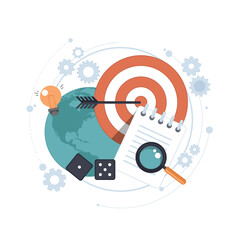 Strategy concept. Flat design for internet advertising web development, internet marketing strategy, consulting and graphic design. Concept icons for web and mobile services vector illustration.