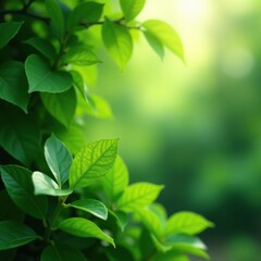 Green foliage with soft light filtering through, subtle lighting, natural ambiance