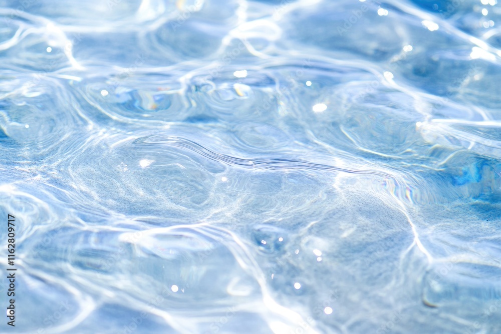 Poster a close-up view of the calm blue water surface with no ripples or waves