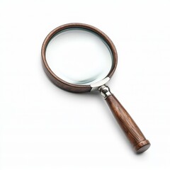 A vintage wooden magnifying glass perfect for investigation, reading or examining details with clarity and style.