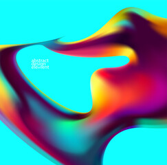 Abstract liquid holographic gradient shape. 3D Vector design element.