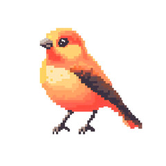 Fototapeta premium Pixel bird cartoon retro icon, 8bit animal character design, vintage gaming cute symbol, pixelart arcade creature illustration isolated