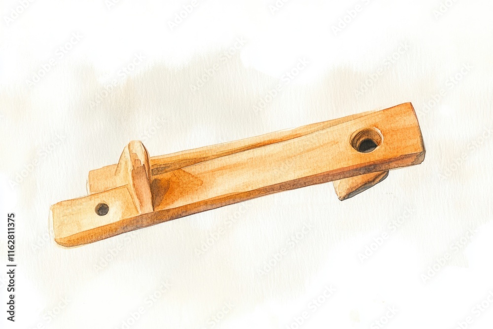 Poster a simple illustration of a wooden object on a plain white background