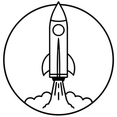 Obraz premium Minimalist Rocket Launch Line Art Vector