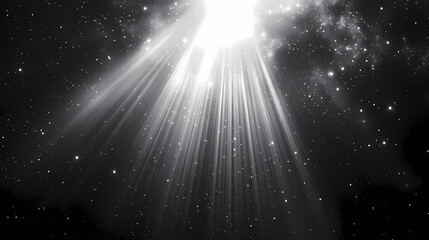 Monochrome pattern with diverging white rays of light. entering hyperspace hd. travel through black space white stars. hyper jump Starfall. Illustration