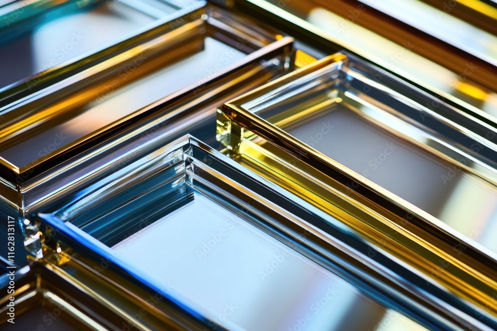 Poster a collection of mirrors placed on a table, providing a reflective surface