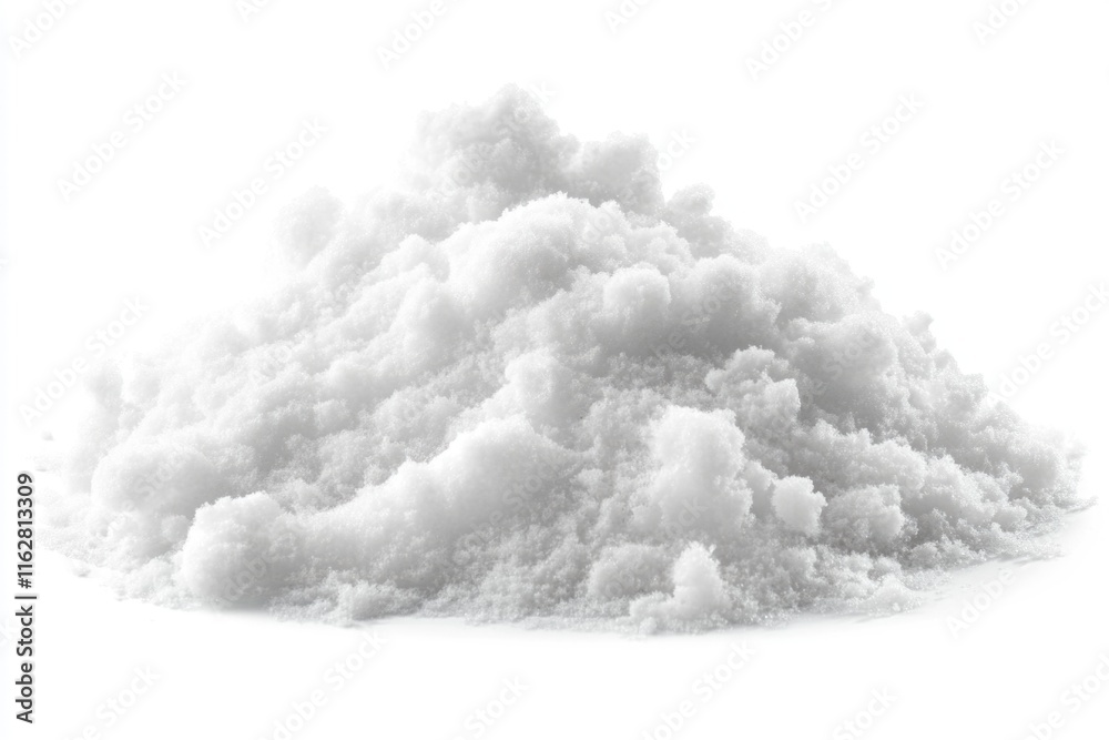 Poster a close-up shot of a large pile of snow against a pure white background