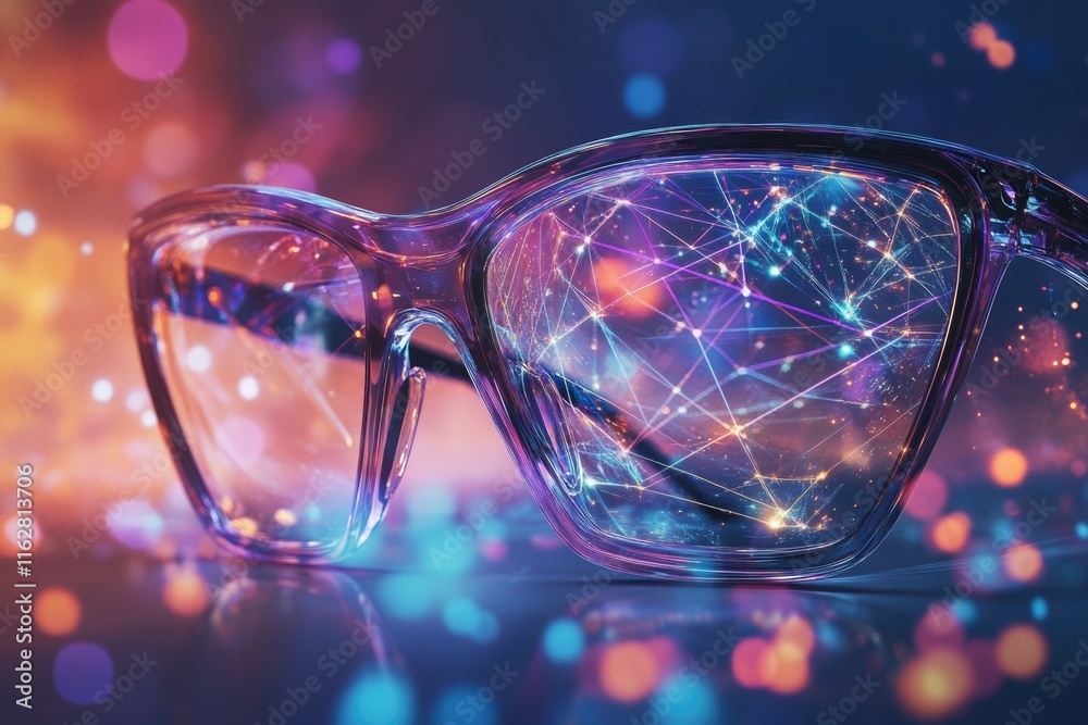 Poster a pair of glasses placed on a table surface