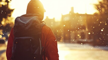 Warm Sunset in Bokeh Effect on Sports Enthusiast