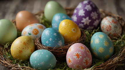 Fototapeta premium easter eggs in a basket