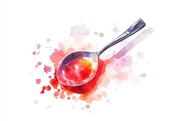 A spoon filled with a clear liquid