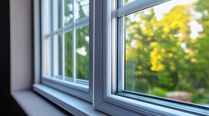 Modern residential window installation design, interior home construction with contemporary frame elements, professional renovation service