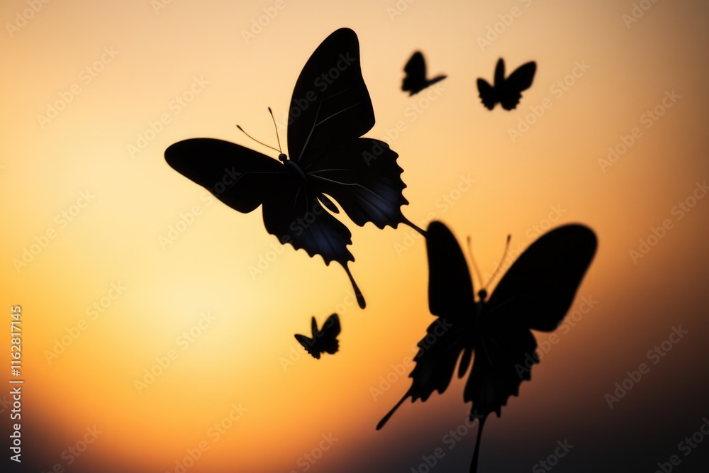 Poster a cluster of colorful butterflies soaring through the air