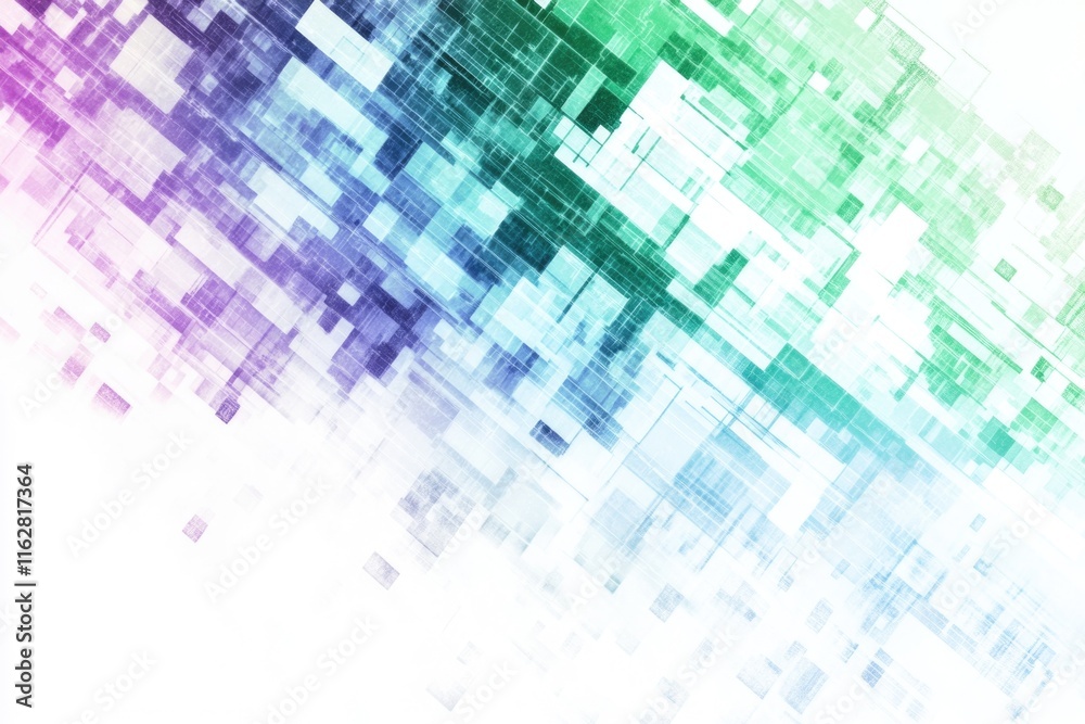 Poster A colorful design featuring variously colored squares and rectangles on a bright background