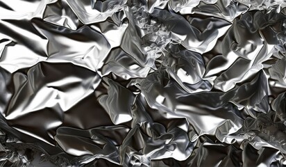 Abstract metallic texture with a dynamic interplay of light and shadow, creating a mesmerizing and otherworldly surface.