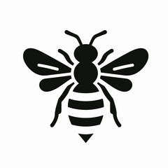 very simple flat and minimalist Honey Bee silhouette with black color and white background