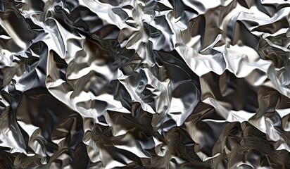 Abstract metallic texture with a dynamic interplay of light and shadow, creating a mesmerizing and otherworldly surface.