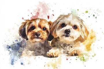 A pair of canines sitting side by side