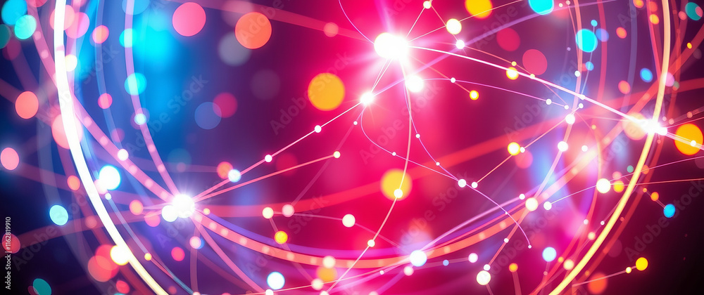 Poster abstract sphere showing interconnected nodes glowing with futuristic energy
