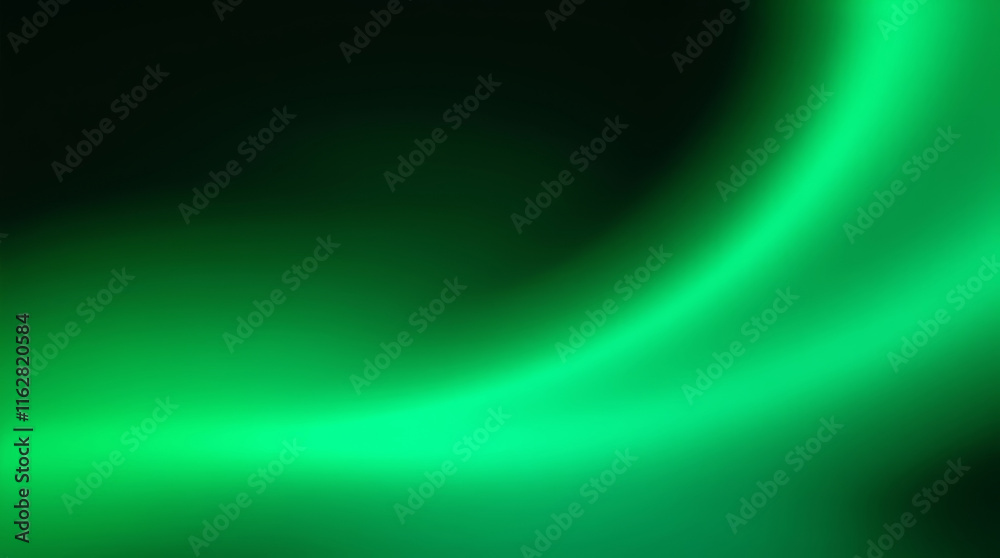 Poster abstract green light wave flowing across dark background