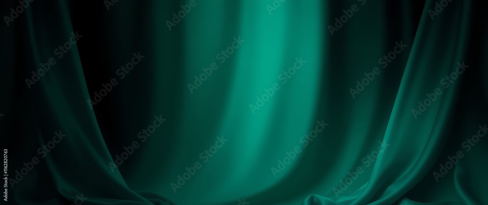 Aufkleber Elegant teal green backdrop with soft folds creating dramatic lighting