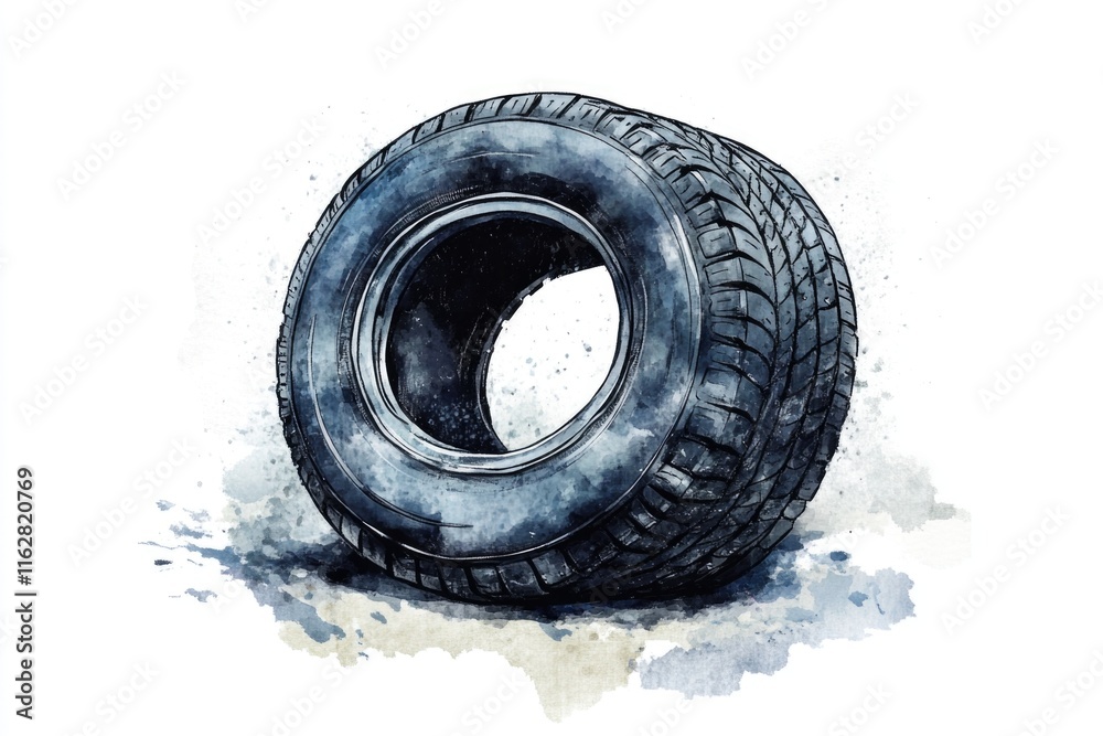 Aufkleber a single tire on a clean white surface, great for uses where simplicity and focus is needed