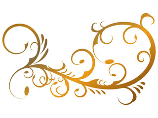 Elegant golden swirl vector illustration with intricate floral patterns, perfect for decorative design, invitations, and luxury branding.