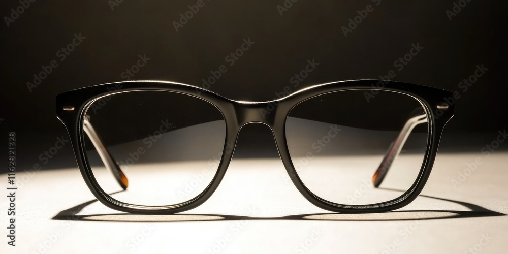 Poster a pair of glasses resting on a table surface