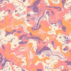 Vibrant Abstract Marble Texture in Pastel Pink, Orange, and Purple Hues