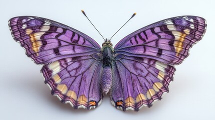 Obraz premium A close-up shot of a purple butterfly on a white surface